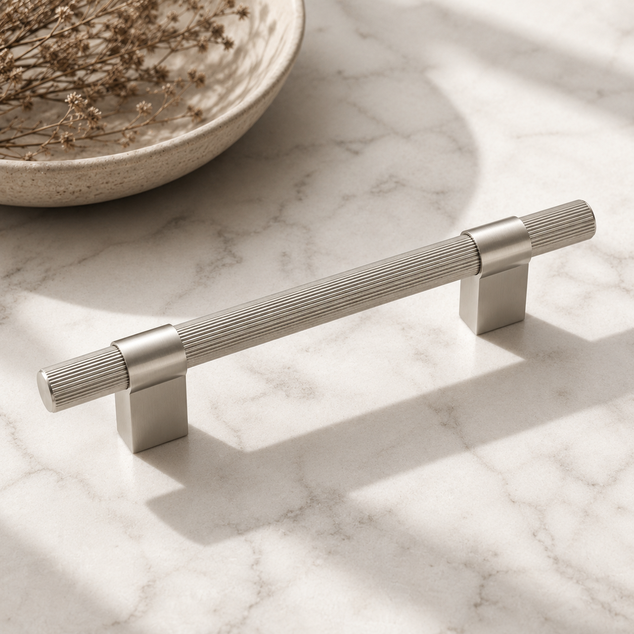 Knurled Bar Pull — Satin Nickel