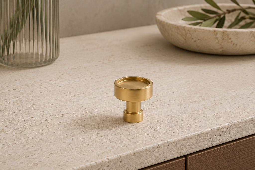 Nolan Recessed Knob — Unlacquered Brass