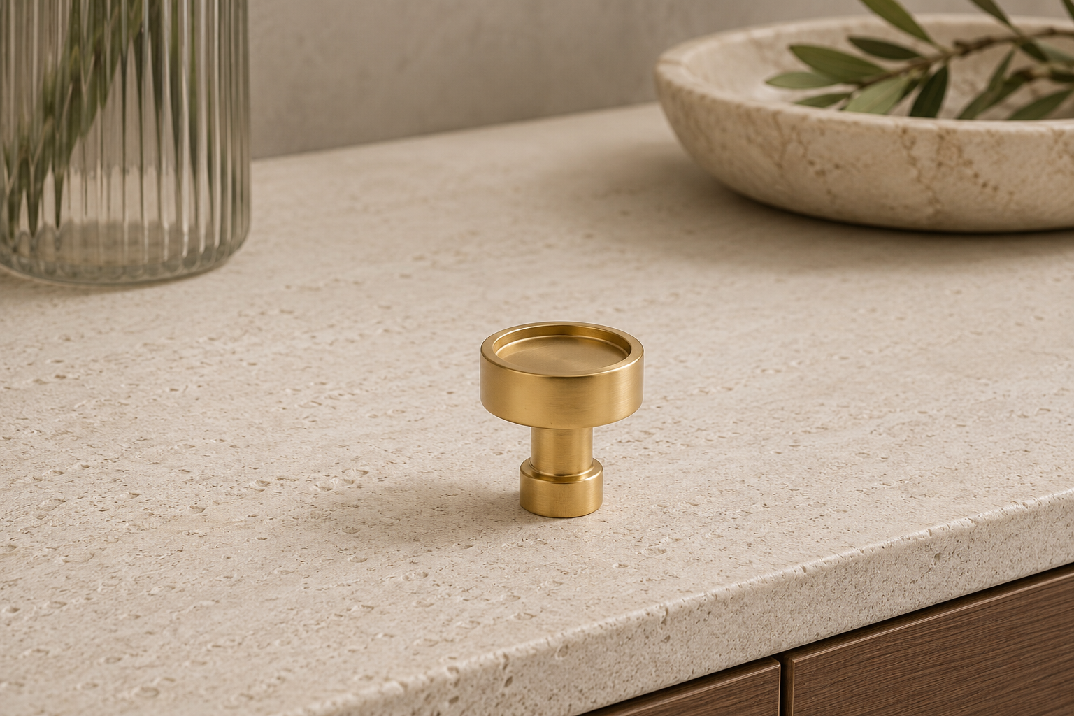Nolan Recessed Knob — Unlacquered Brass