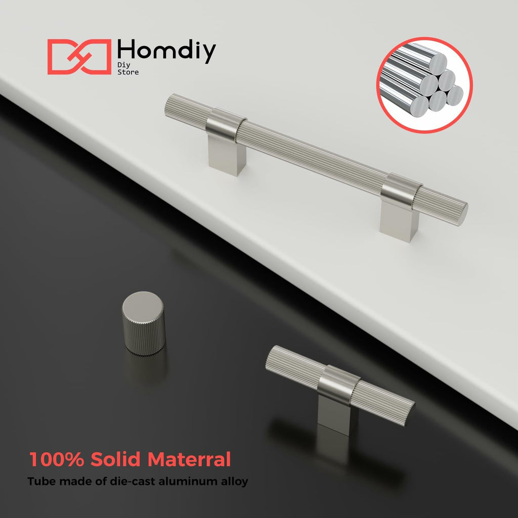 Knurled Bar Pull — Satin Nickel